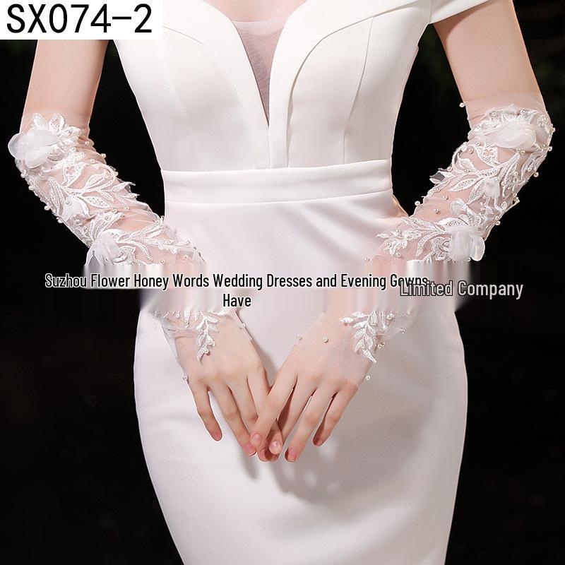 Elegant Pearl Bow Wedding Gloves - French Aesthetic for Bridal Portrait Styling