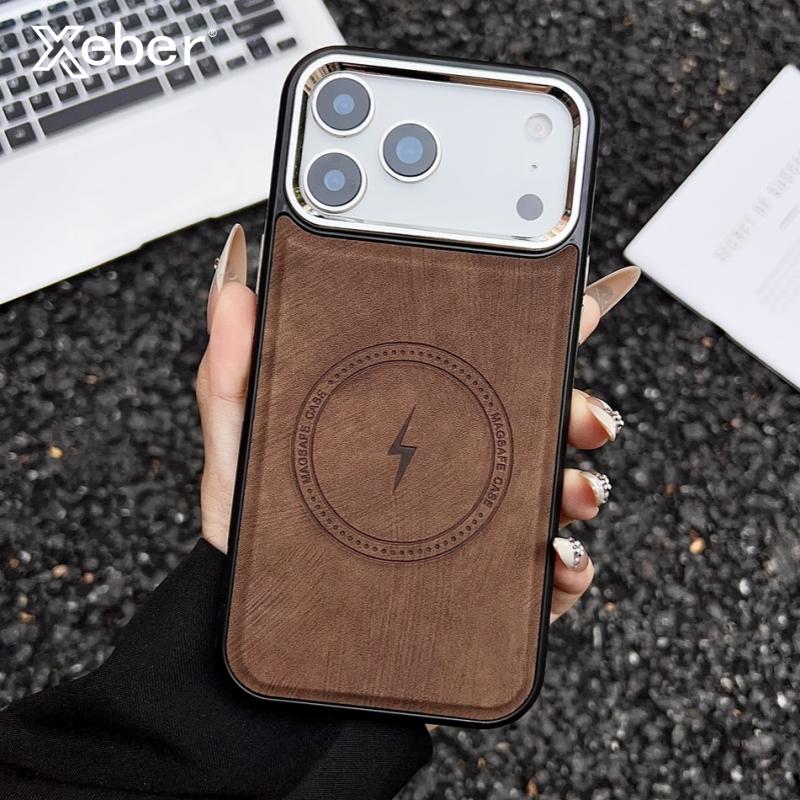 Wireless Charging Magnetic Leather Case For iPhone 17 16 15 14 13 12 11 Pro Max Plus For Magsafe Bumper Shockproof Cover