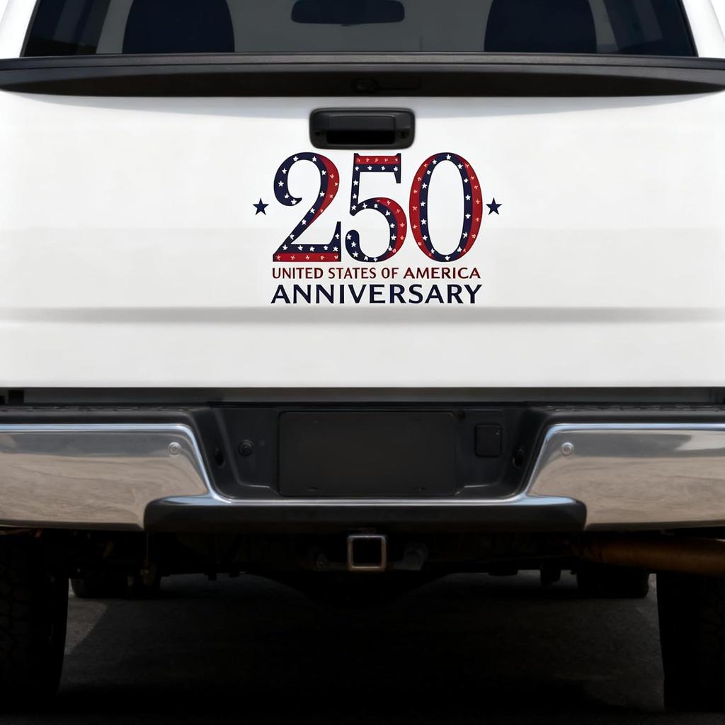 n 250 Years Decals - 10.2X6.1 in 250 Years Anniversary Waterproof Sticker for Trucks Car Trailer SUV Van or Any Smooth Surface, Removable - Bumper