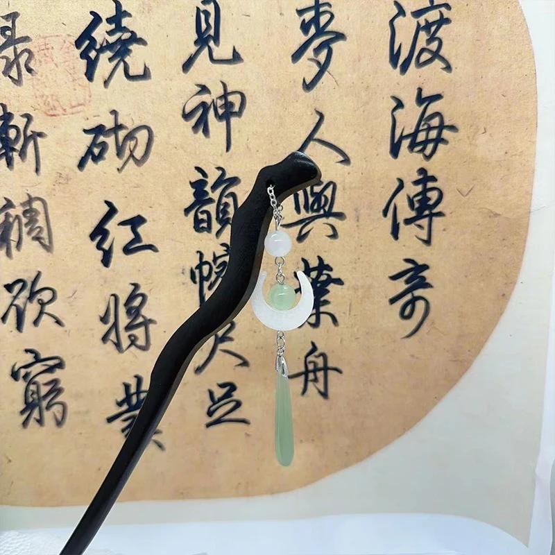 

Новая китайская ретро деревянная заколка для волос с цветком, женская заколка для волос, кисточка, темпераментная модная заколка, аксессуары для ханбока