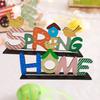 6pcs Cartoon Wooden Table Sign Easter  Eggs Table Centerpiece Sign Tabletop Crafts Decoration