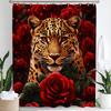 Tenda da Doccia con Leopardo e Alberi, Tenda Decorativa da Bagno Animale Leopardo Rosa, Tenda per la Casa in Tessuto Stampato con Ganci