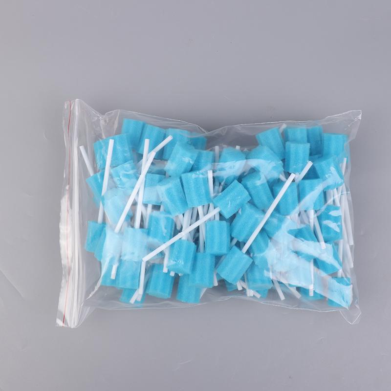 100 ks tamponů na čištění zubů s houbičkou na čištění hlavy, jednorázové tampony na péči o ústní dutinu