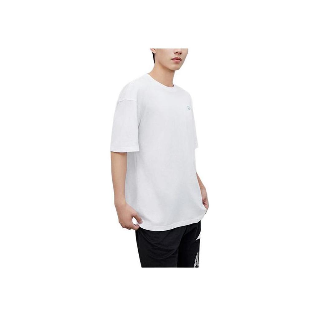 Anta Solid Color Outdoor Casual Sports Crew Neck Pullover Short Sleeve Drop Shoulder T-Shirt Unisex T-Shirts Snow-White 972428109-1