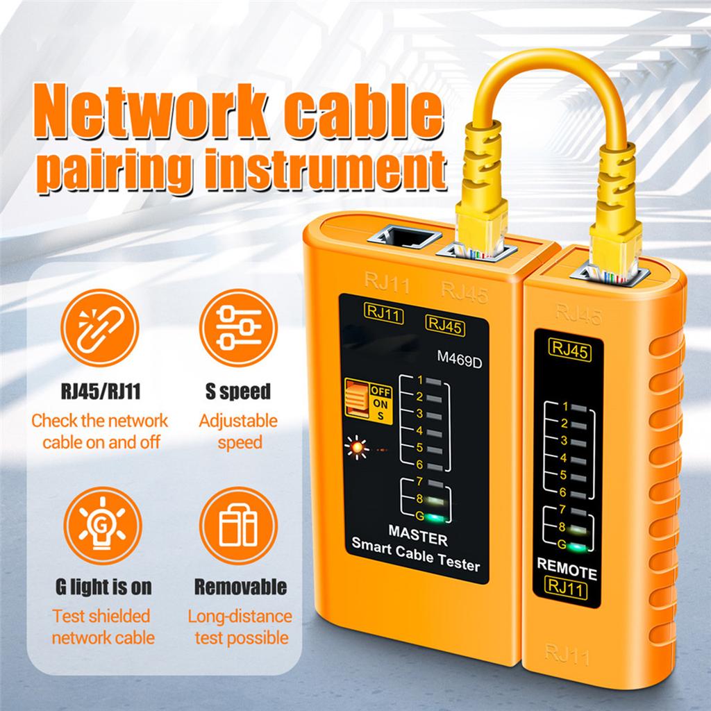 M469D   Cable Tester Pairing Instrument for RJ11 RJ45 Telephone Lines with LED Indicator, On-off CheckingCelsius Shielded   CableCel