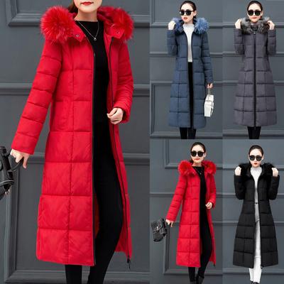 Women Outerwear Faux  Hooded Coat Long Cotton-padded Jackets Pocket Coats