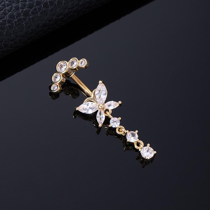 Color Zircon Spiral Piercing Navel Nail Color Butterfly Wind Navel Clip Rabbit Navel Buckle
