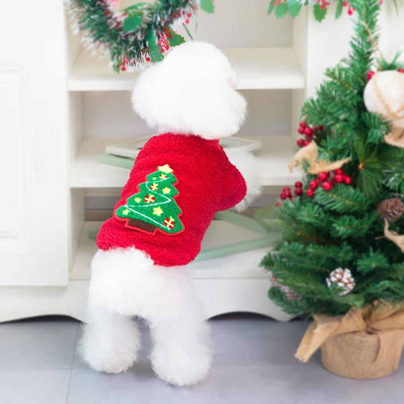 Dog Clothes Autumn and Winter Pet Clothes New Teddy Small Dog Pet Clothing Winter 21 Christmas Tree Flannel