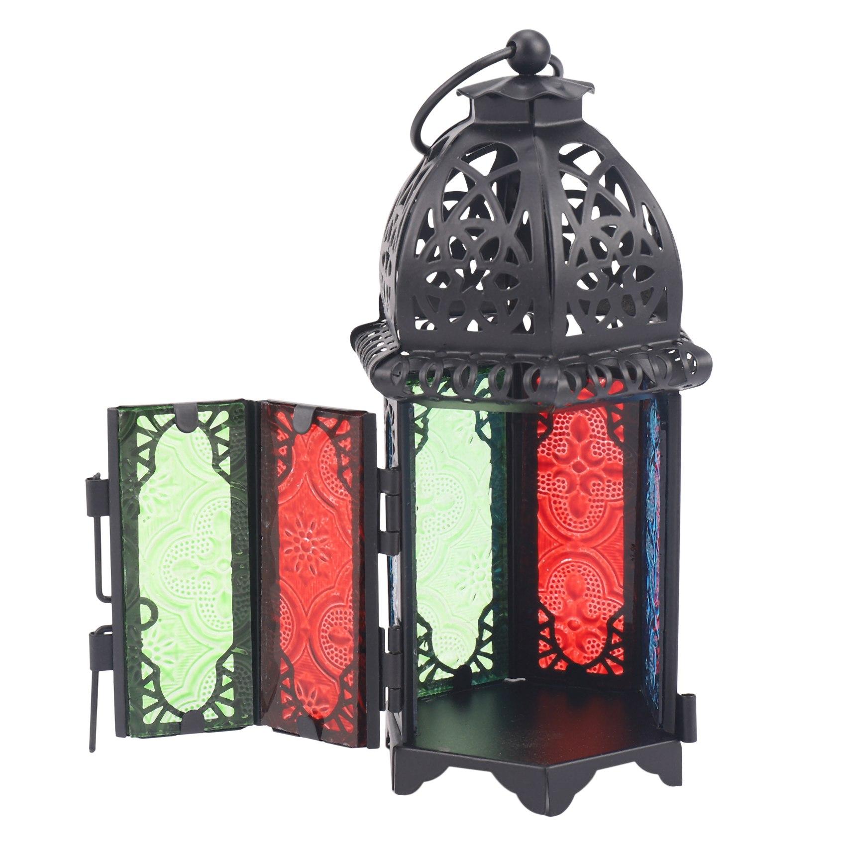 

BAAU Classic Moroccan Decor Windproof Candle Holders Votive Iron Glass Hanging Candlestick Candle Lantern Party Home Wedding Dec чёрный