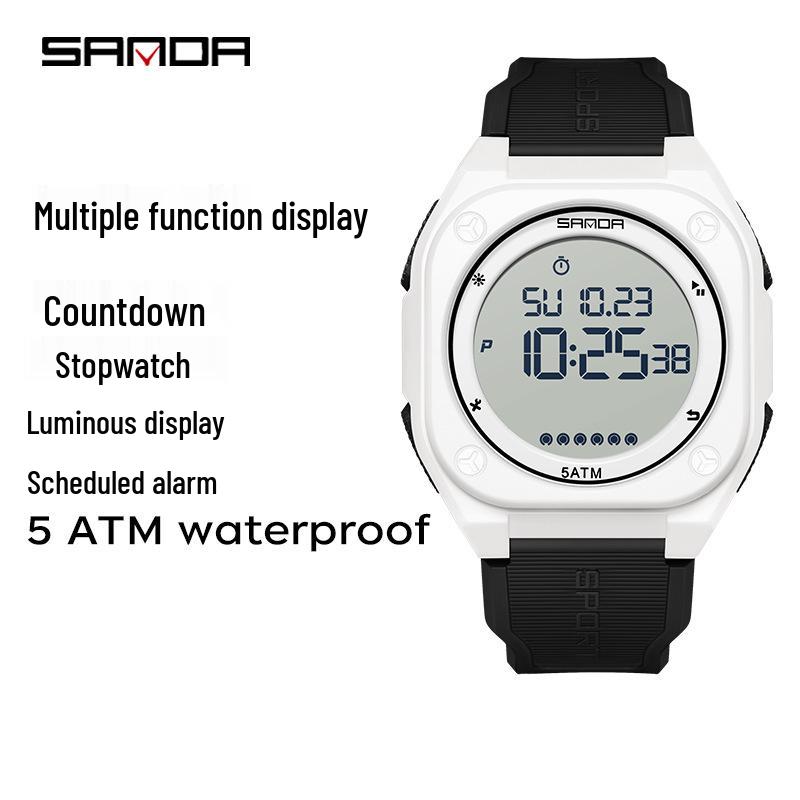 Sanda Multifunctional Luminous Waterproof Student Countdown Watch with Alarm