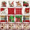 Christmas Decor Cushion Cover 45X45 Cm Pillowcase Christmas Gift Elk Dwarf Printed Pillow Cover Letters Plaid Throw Pillow Case