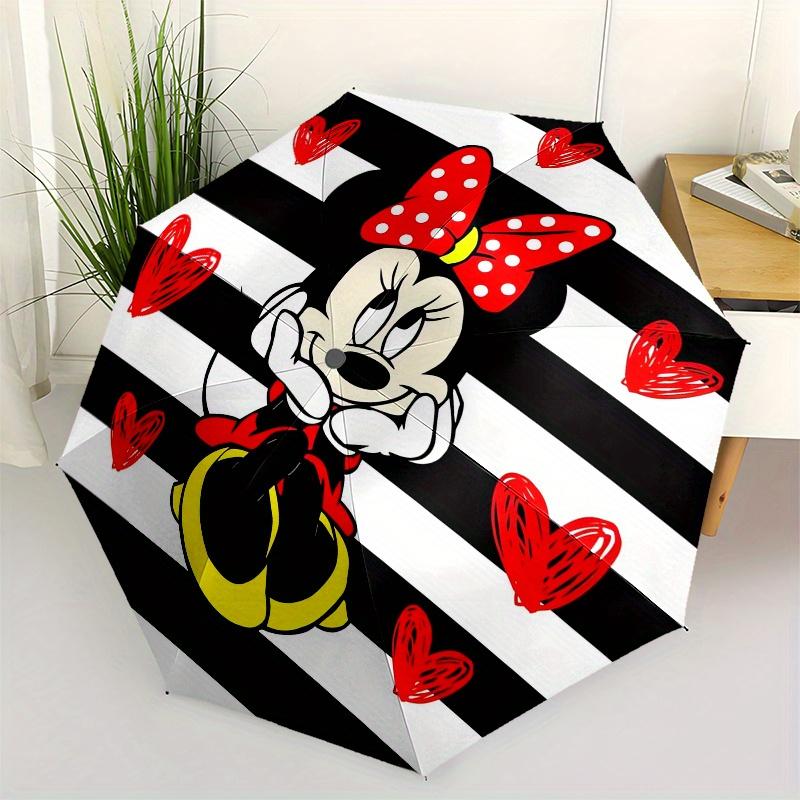 

Minnie Mouse,Hearts Themed Automatic Opening and Closing Folding Umbrella, Reinforced 8 Ribs, Compact Travel Design, Fashionable Folding Umb