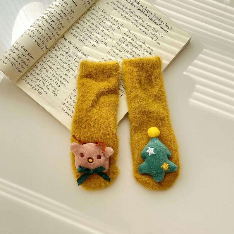 

Winter Thicken Cute Christmas Baby Socks For Boys Girls Cartoon Soft Cotton Anti Slip Solid Newborn Toddler Sock Kids Socken one size