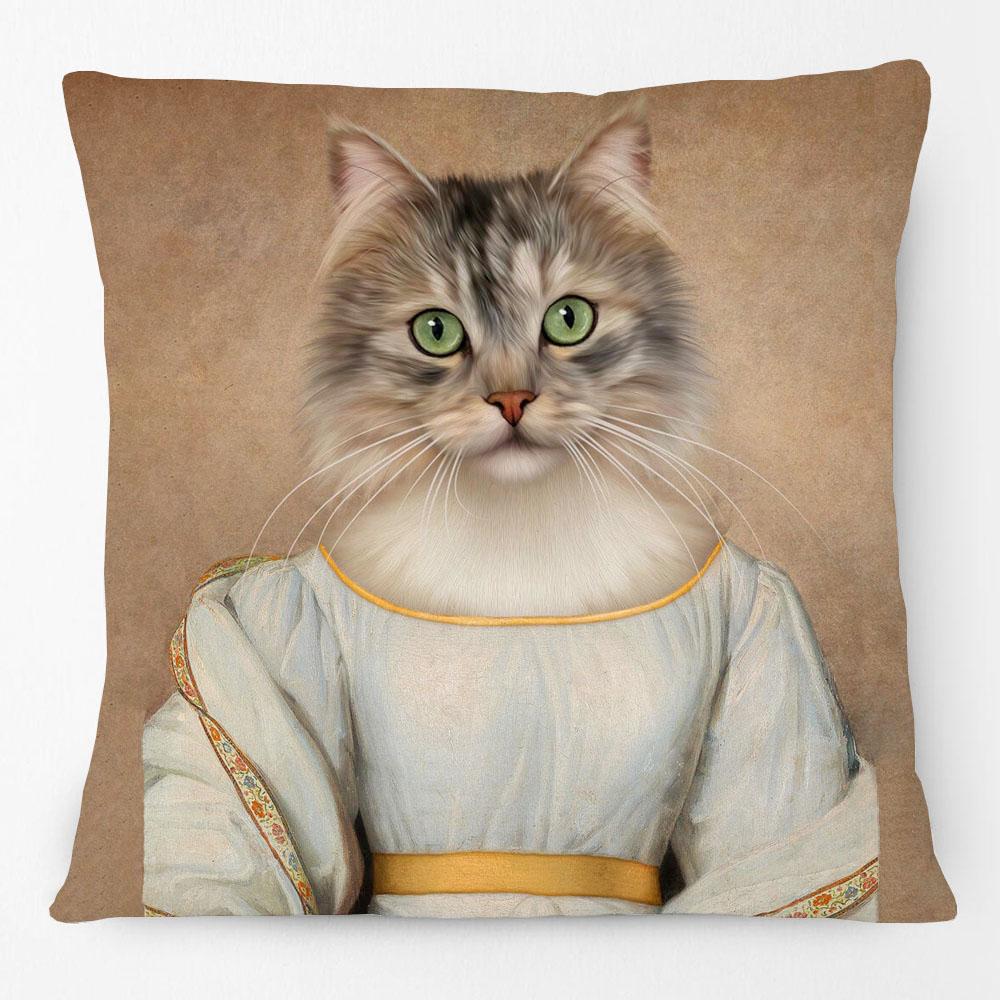 European Oil Painting Royal Court Cat Pug Dog With Costume Print Cushion Cover Pillow Case