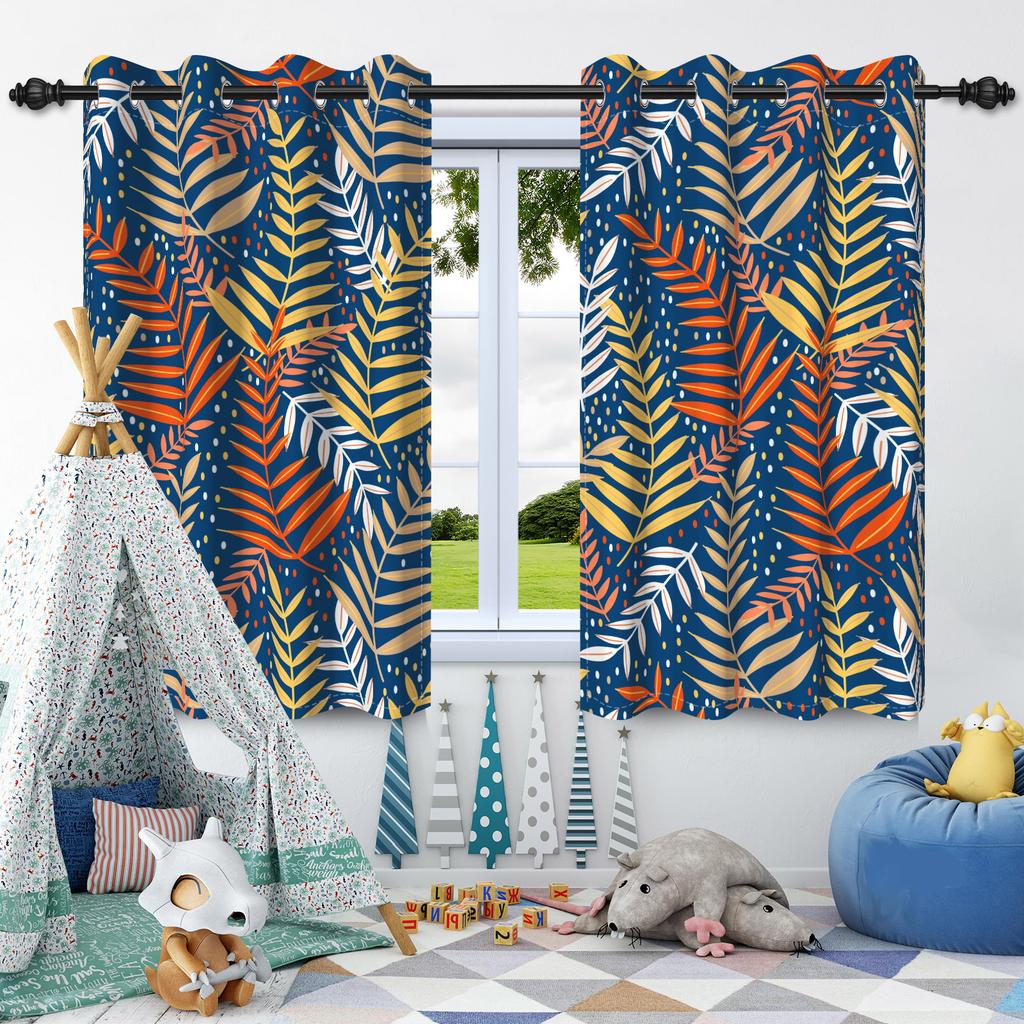 2pcs Fresh Flowers Plants Blackout Curtain Bedroom Privacy Partition Living Room Darkening Heat insulation Window Curtains