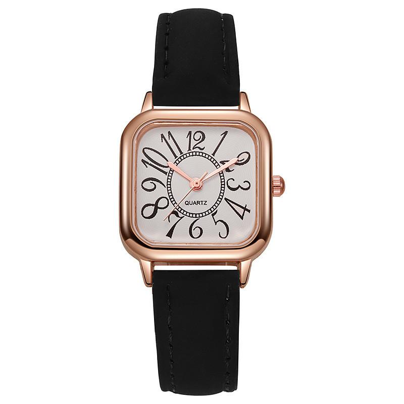 

Vintage Digital Quartz Watch For Women With Rectangular Dial And Faux Leather Band