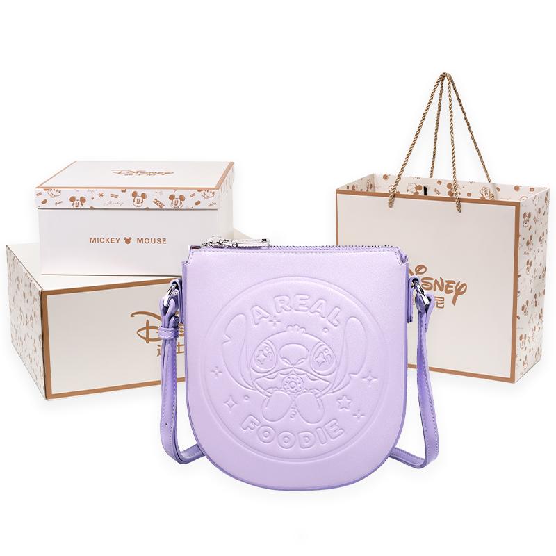 New Disney Stitch Series PU Handbag, Shoulder Bag Regular Women's Cherry Blossom Pink/Glacier Purple BMK-71594