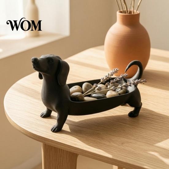 3D-gedruckte Hundestatue Dackel Aufbewahrungsschale für Schmuck Schlüssel Ohrringe, Kreative Schreibtisch Moderne Eingangsbereich Dekor Organizer, Tischdekoration