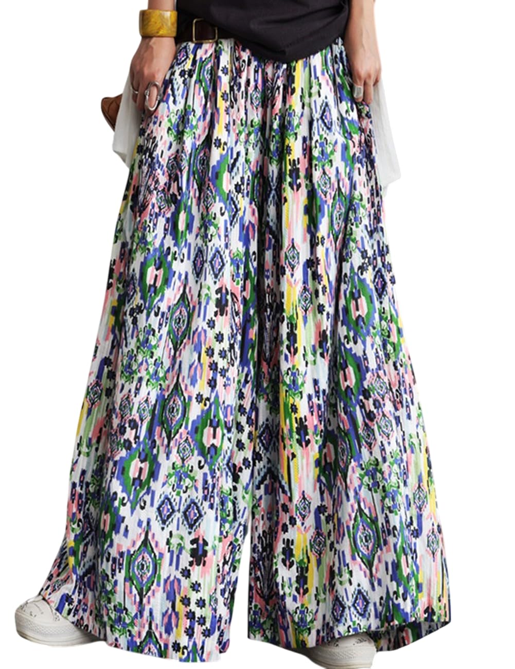 Indian Cotton Ethnic Print Pants Long Onesize 85 Mix [antiqua] [Antica] Women s IYA-00066