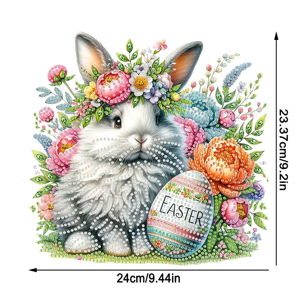 Acrylic Special Shape Easter Rabbit Diamond Painting Tabletop Ornaments Kit Rhinestones Desktop Ornaments for Home Office Decor