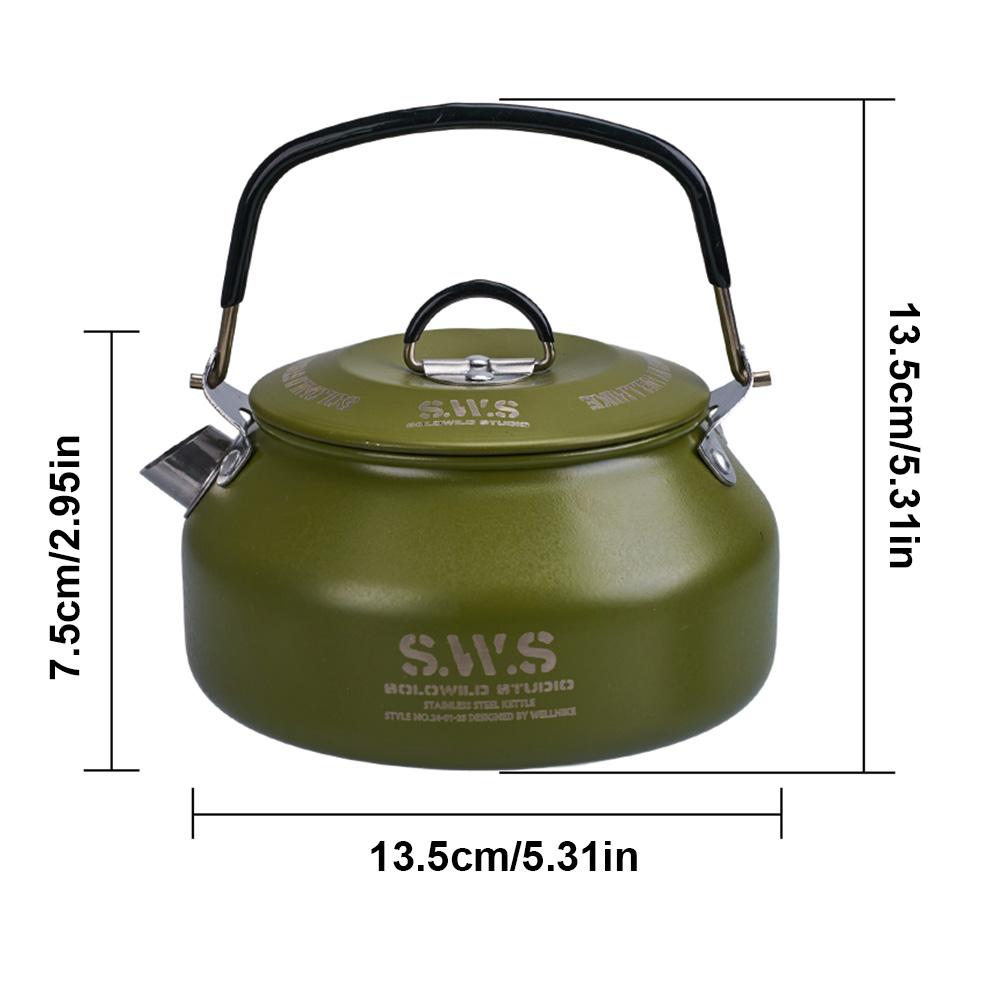 0.8L Outdoor Camping Kettle with Handle 304 Stainless Steel Water Kettle Lightweight Coffee Pot Tourist Cookware Supplies