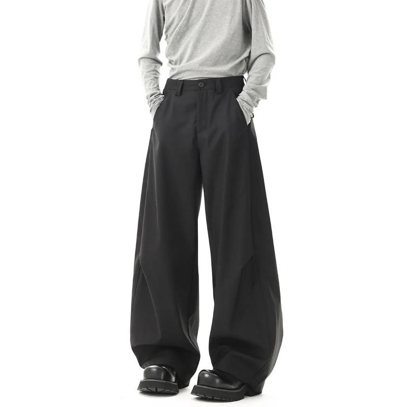 

Men Fall Gray Wide Leg Suit Pants Oversized Pleated Casual Trousers M чорний