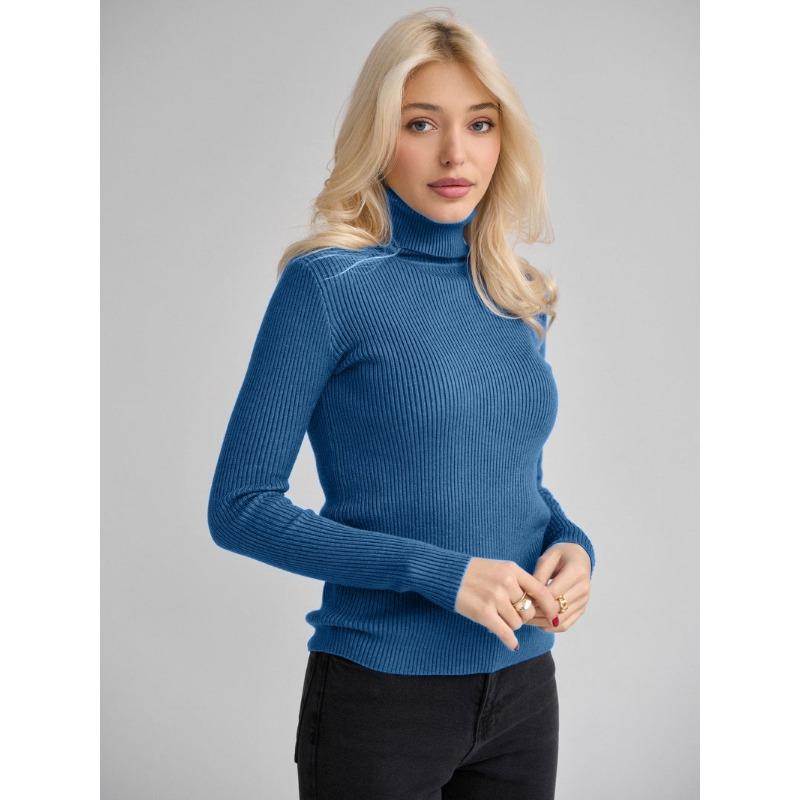 Herbst Winter Rollkragen Strickpullover Mode Damen Casual Pullover Unterteil Langarm Pullover Einfarbig Schlicht Basic Oberteile Strickbekleidung 1224