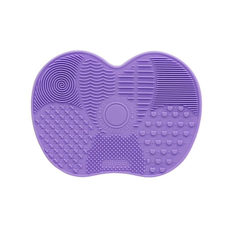 Silicone Apple Shaped Makeup Brush Cleaning Pad - Puff Cleaning Tool with Suction Cup - Easy To Clean Daily Makeup Brush Cleaner