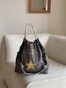 New Japanese-Style Embroidered Shopping Bag Y2K Style Large Five-Pointed Star Design Women's Shoulder Bag Lightweight Bag Foldable Storage Suitable