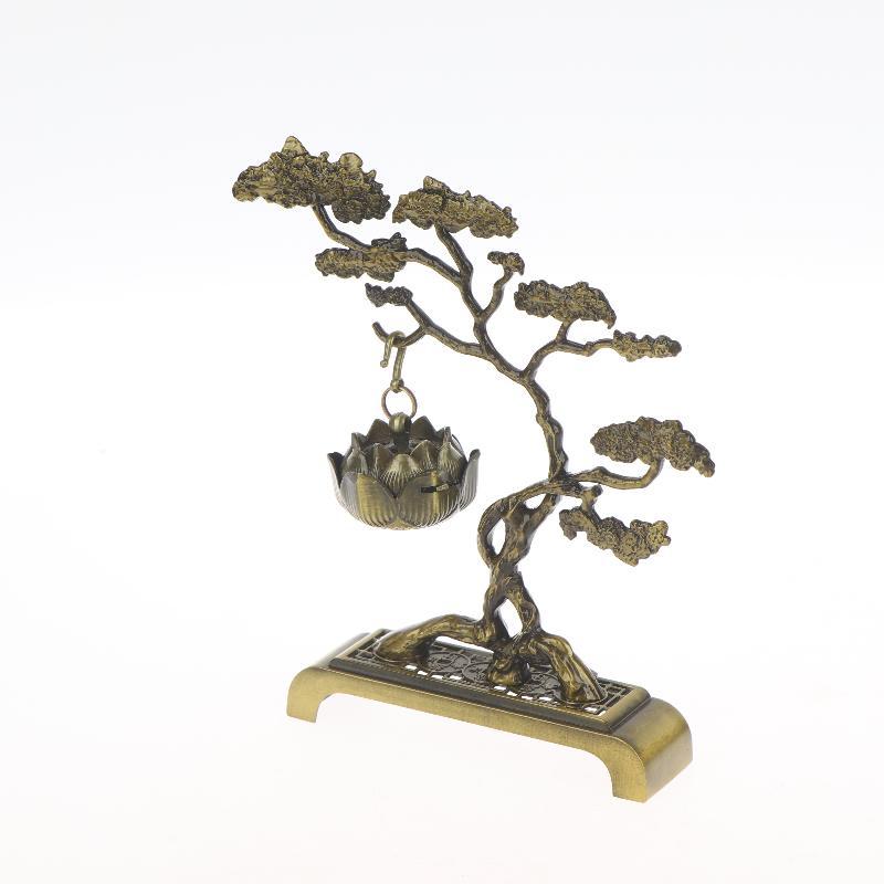 Creative Hanging Incense Burner Pine Tree Design Zinc Alloy Chinese Incense Burner Household Indoor Ornaments Tea Table Decor
