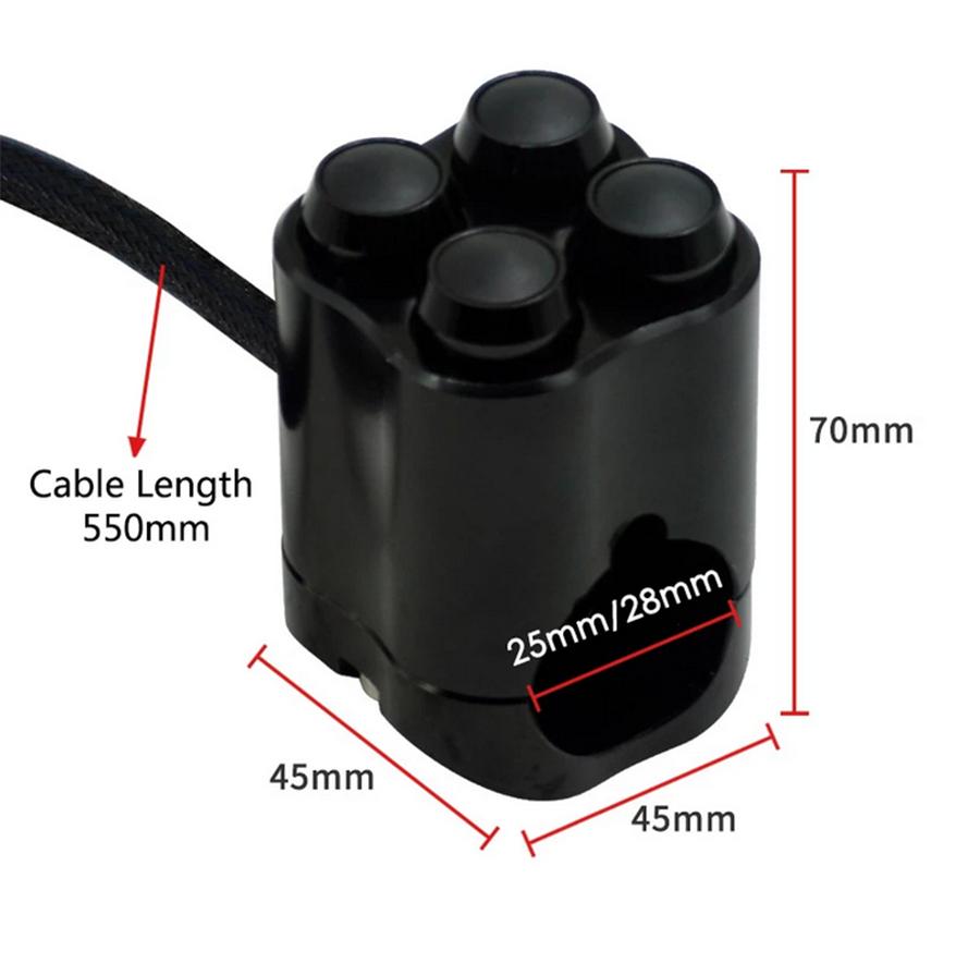 CNC 28mm Motorcycle Switch Handlebar 4 Optional Button Control W/ Wire Harness