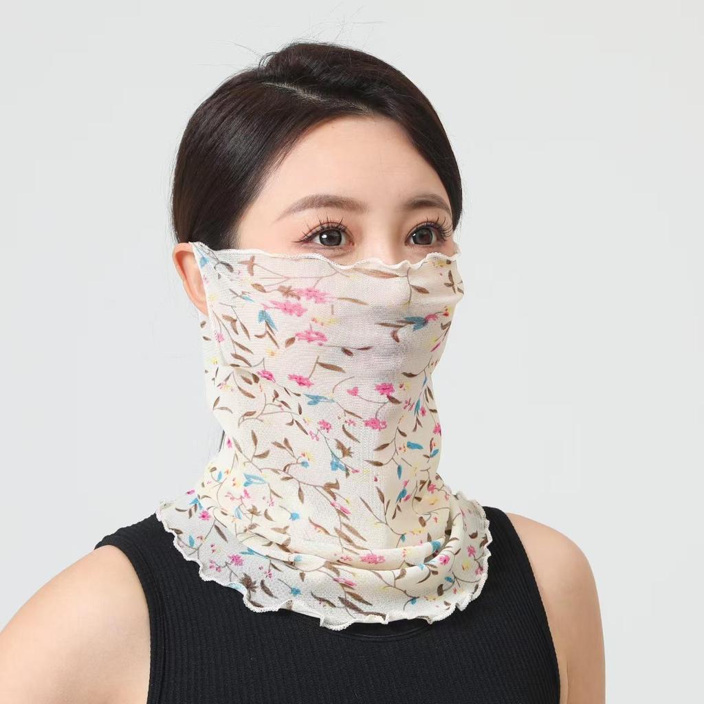 Korean Style Veil Scarf: Full Face & Ear Protection, Trendy Thin Gauze Scarf, Versatile Lolo Set for Women