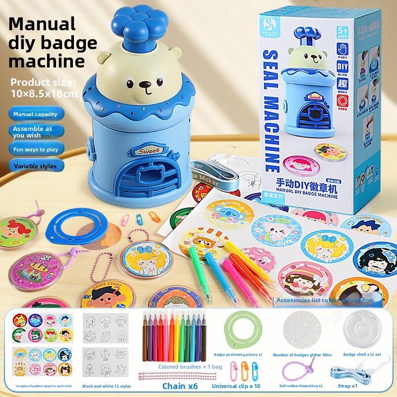 Children Badge Makerdiy Craft Kit Plastic Manual Toy With Sticker For Kids Fun