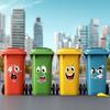 4/8pcs Funny Face Trash Can Stickers Vinyl Decals,Cute Garbage Bin Toilet Wall Car Cabinet Decor, Removable Adhesive Labels