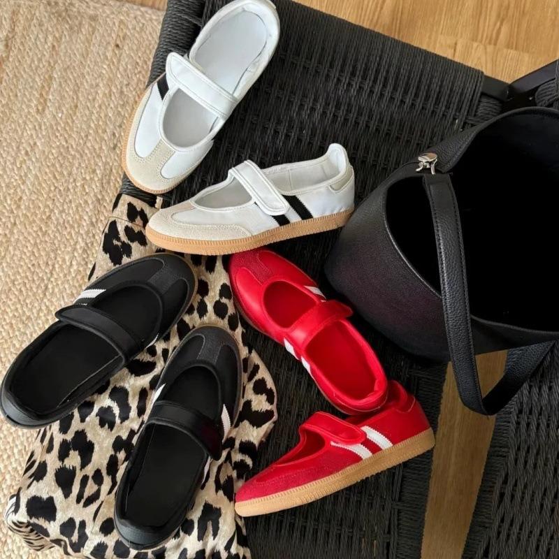 Velcro Mary Jane Shoes Women's New Versatile One-pedal Casual Sports Shoes Leather Women