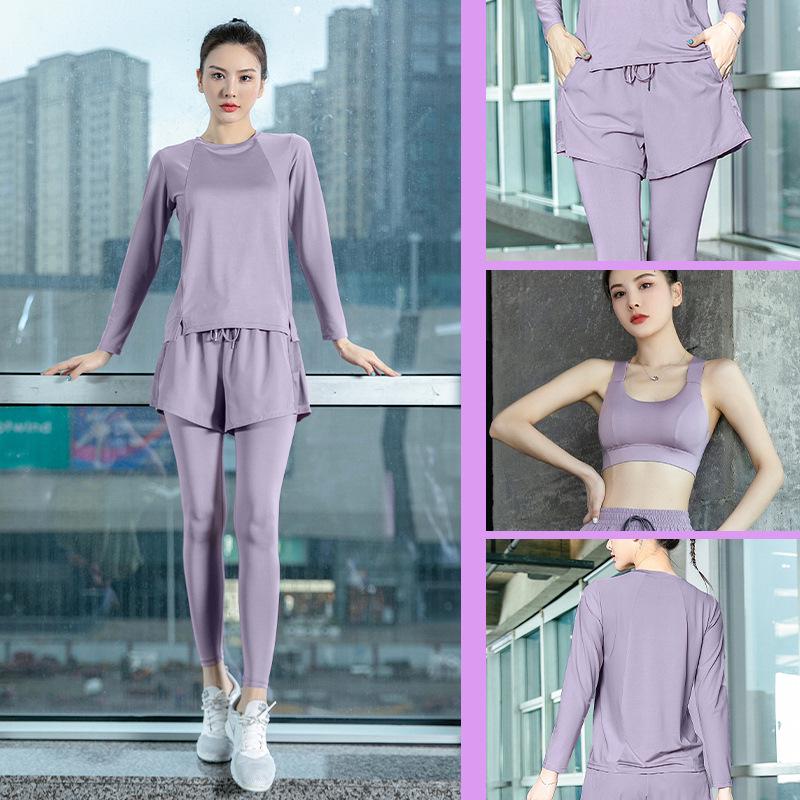 Women's High-End Fashion Yoga Suit: Loose, Quick-Drying Long Sleeve Running Sportswear for Fitness and Style.