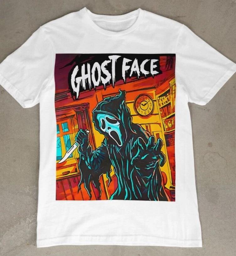

Ghost-shaped Slasher Graphic T-shirt for Men,black Horror Movie,Halloween for Women,holiday Gift,pure Cotton Short-sleeved Shirt 4XL
