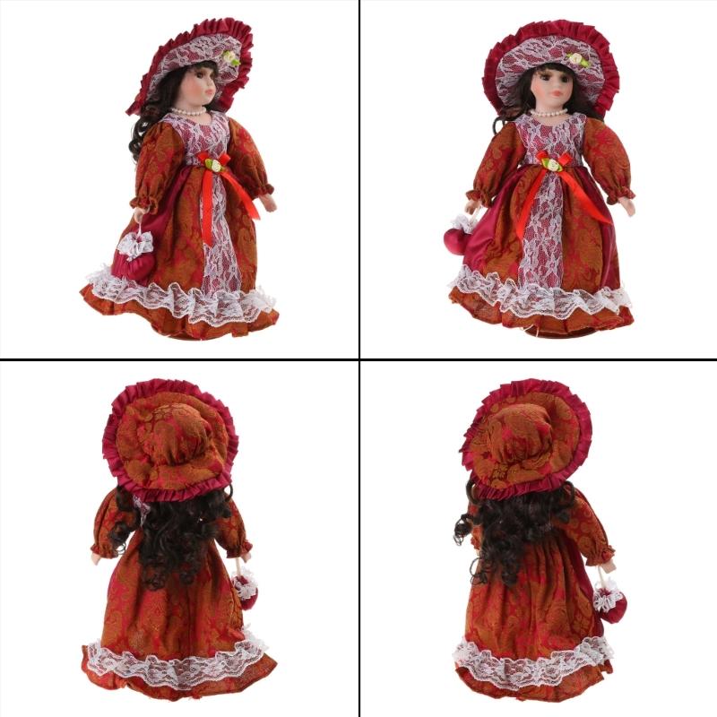 Collectible Victorian Doll Porcelain Doll Ceramic Female Doll Delicate Realistic Doll Desk Display Centerpieces