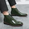 Mode Gyllene Plantor Chelsea Boots för Män Mode Festskor Casual Affärs Flats Fritid Kontor Herrklänningskänga Bekväma Skor