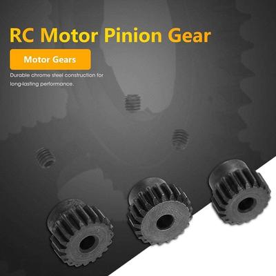 Set of 4 Pinion Gears 18T 19T 20T 21T 48DP – Metal – Compatible with 1:10 RC Monster Truck/Buggy/Truck – 3.175mm Shaft – Black