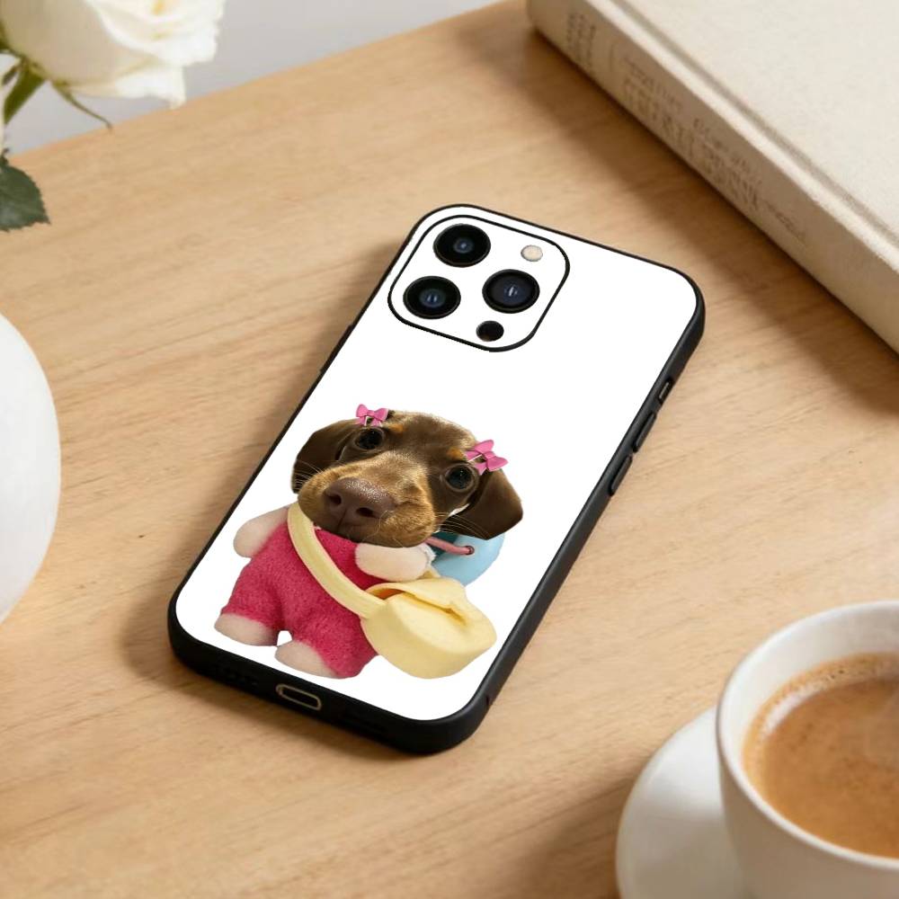 Goofy Dogs Big eyes Phone Case For iPhone 16,15,14,13,12,17,Pro Max,Plus Silicone Black Case