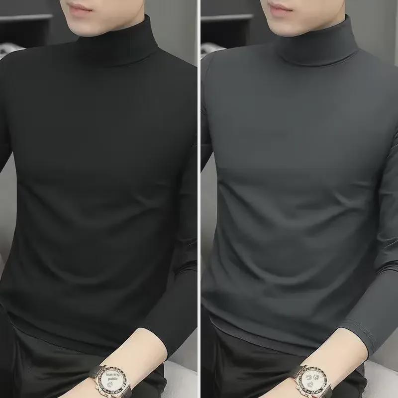 2-Pack Men's Modal Mid-Neck Long-Sleeve T-Shirts for Spring and Autumn