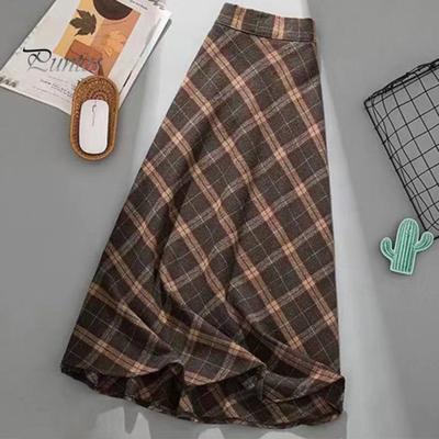 Dámská midi sukně elastická s vysokým pasem kostkovaný potisk Skaterová sukně A-Line Velký lem Ležérní sukně Dojíždění Streetwear