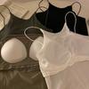 Chic white small camisole women's inner summer bottom belt chest pad outside sleeveless short top