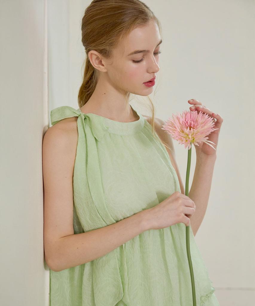 Bikini Bender Sehi'S Ribbon Halter Mini Dress - Melon