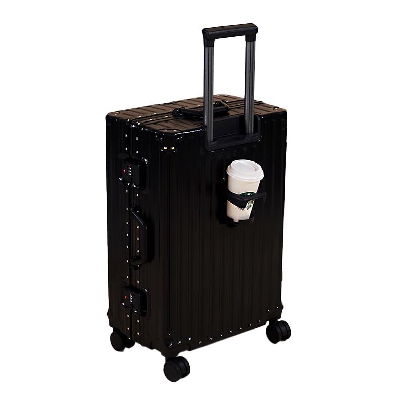 Diston Paul Aluminum Frame Trolley Suitcase with Cup Holder 28 inches