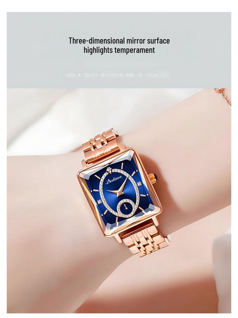 Roségoldene Damen Diamantuhr - High-End Mode, Zwei-Zeiger-Werk, TikTok viraler Stil