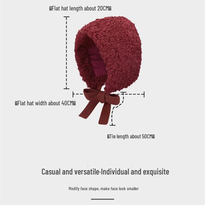 Ancola Red Riding Hood Women's Warm Burgundy Plush Cycling Ear Muffs Witch Hat