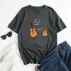 Men's Printed Loose Short Sleeved T-shirt with Guitar Letters Shirt