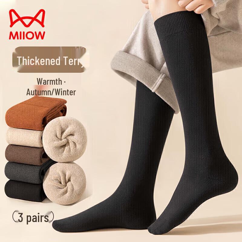 Mao Ren Women s Winter Thermal Terry Calf Socks One Size